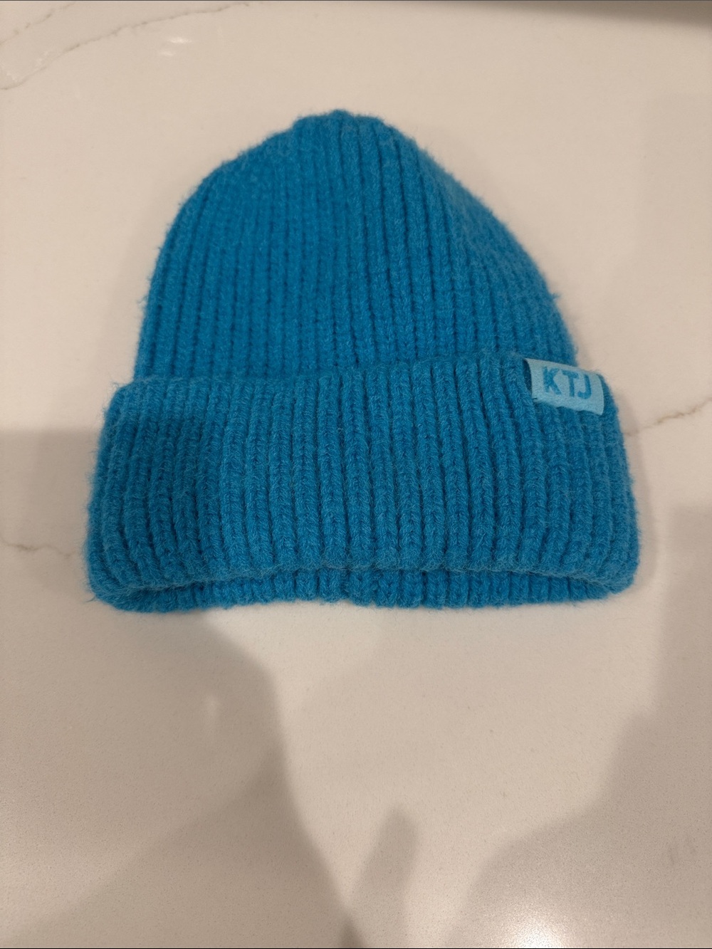 Katie J NYC Hunter Turquoise Ribbed Knit Beanie